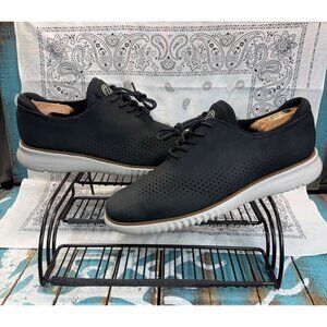 Cole Haan 2.0 ZEROGRAND Laser Oxford Shoes Mens Sz 10.5M Black Nubuck C23807 EUC